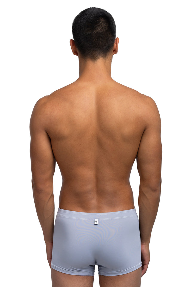 Back view of boxer briefs underwear on model in slate colorway.